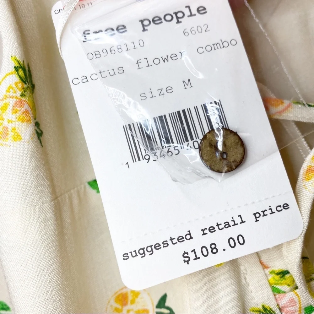 NEW Free People Like A Lady Butter Yellow Ruffle Floral Mini Dress M